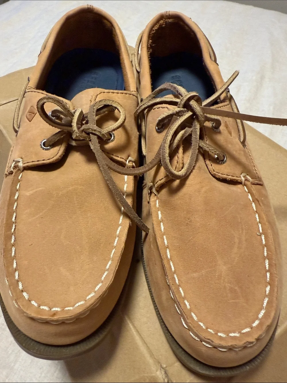 Sperry Kids Tan Leather Moccasin Boat Shoes